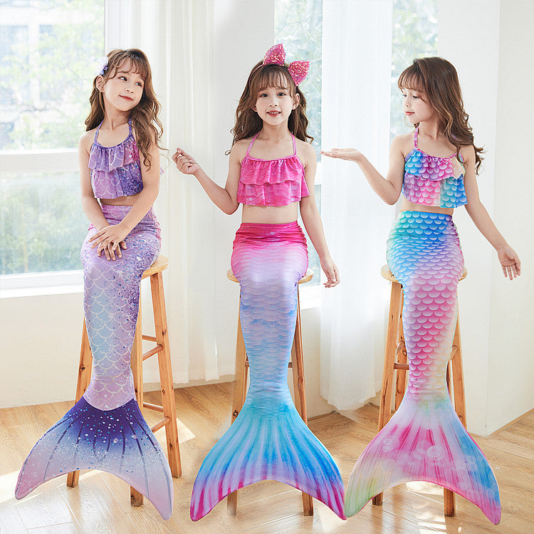Wholesale Mermaid Kids lyester Swimwear Three-Piece Set