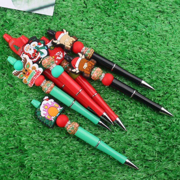 Wholesale Beaded Pens Creative Christmas Series Silicone Beads Colorful Plastic Ballpoint Pens