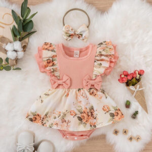O1CN01S5TtwJ1XZeVLj1cRx__2216190642938-0-cib Wholesale Cotton Jumpsuit with Floral Buns and Baby Crawling Clothes