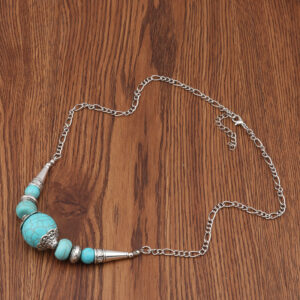 Ancient silver accessories round turquoise necklace
