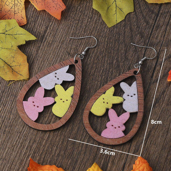 Wholesale Easter Openwork Bunny Wooden Earrings