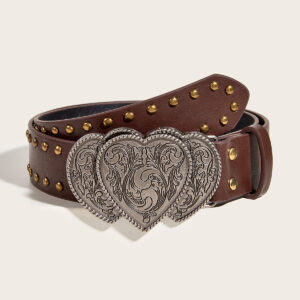 Ancient silver love overlapping Buckle (bronze beads) 3.8 Brown