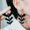 Wholesale Halloween Ladder Bat Acrylic Earrings