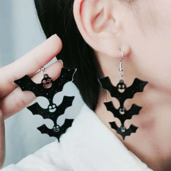 Wholesale Halloween Ladder Bat Acrylic Earrings