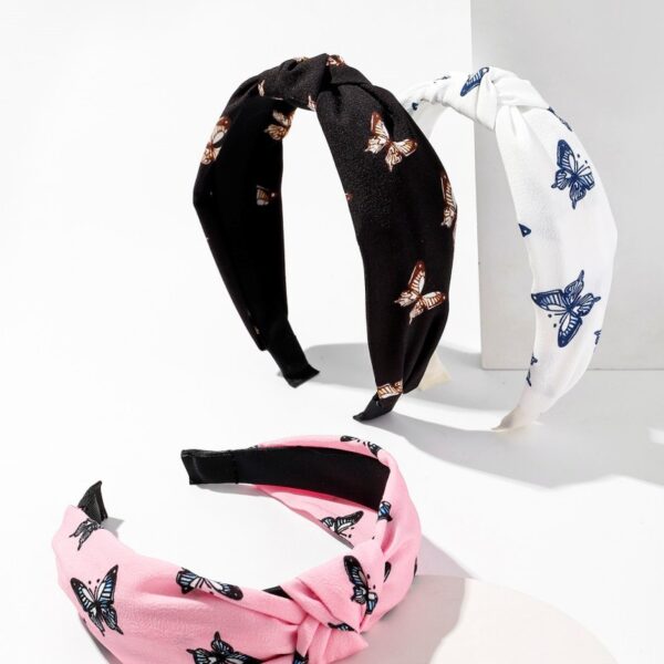 Wholesale Art Butterfly Knotted Wide Border Cute Printed Floral Headband