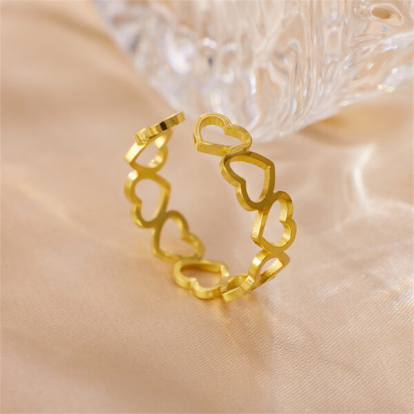 Wholesale 18K Gold Stainless Steel Hollow Heart Opening Ring