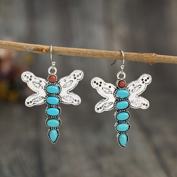 O1CN01SB8QMh1qyMbliaK4u_2206372095564-0-cib Wholesale Bohemian Vintage Natural Turquoise Dragonfly Alloy Earrings