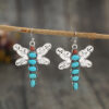 O1CN01SB8QMh1qyMbliaK4u__2206372095564-0-cib Wholesale Bohemian Vintage Natural Turquoise Dragonfly Alloy Earrings