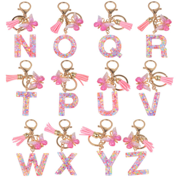 Wholesale Sequin Snowflake Letter Resin Keychains