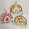 Wholesale rulers, pencils, apples, rainbow leopard print acrylic earrings, teacher gifts