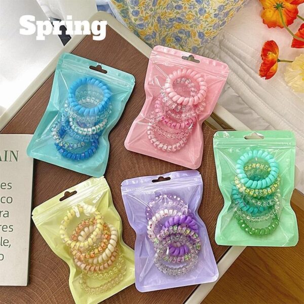 Wholesale Candy Colored Telephone Lines, Plastic Hair Rings