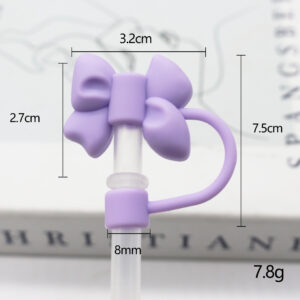 Silicone Purple Bow 8mm / Bagged without straw