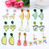 Wholesale Mexican Mariachia Aztec Carnival Hat Violin Color Print Geometric Acrylic Earrings