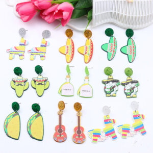 O1CN01SJDxYI1T3M51vG09j__2677772326-0-cib Wholesale Mexican Mariachia Aztec Carnival Hat Violin Color Print Geometric Acrylic Earrings