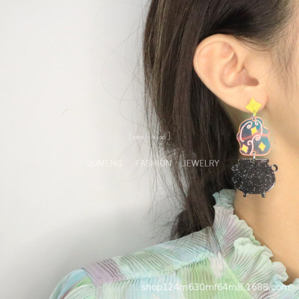 Wholesale Earrings Halloween Witch Alchemy Stove Super Sparkling Stars