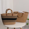 Wholesale Bamboo-like French Retro Straw Bag Portable Striped Large-capacity Cotton Woven Bag