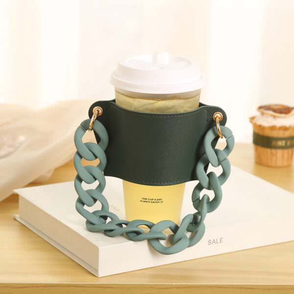 Wholesale Detachable Chain Coffee Non Slip Leather Cup Covers
