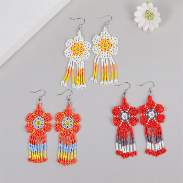 Wholesale Flowers Tassels Rice Beads Earrings