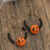 Wholesale Halloween Women's Fashion Funny Pumpkin Spider Wood Earrings