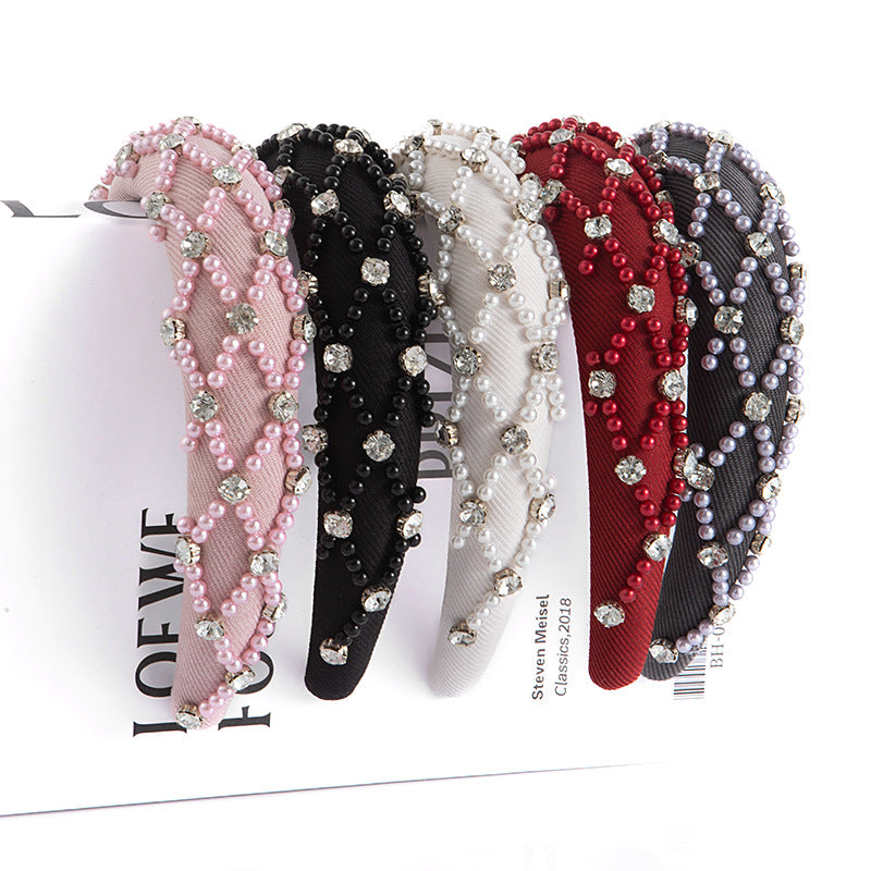 Wholesale Diamond and Pearl Baroque Snge High Skull Headband
