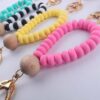 Wholesale Silicone Flat Bead Beaded Wrist Keychain