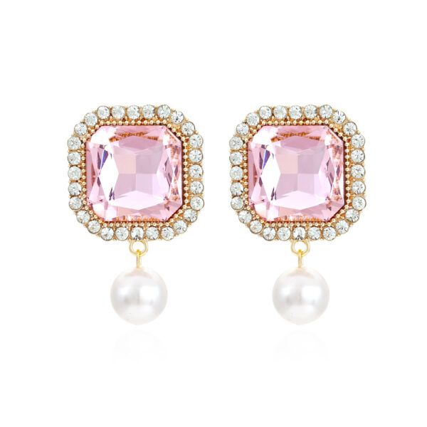 Wholesale Square Color Crystal Alloy Earrings