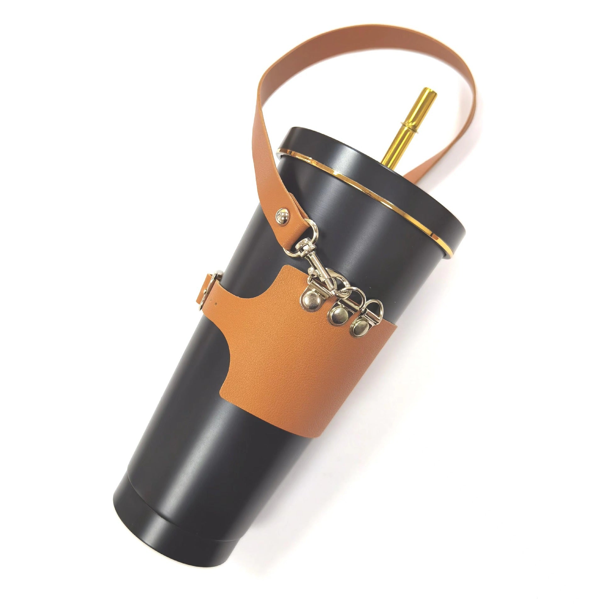 Wholesale rtable Adjustable PU Leather Diameter 75-95mm Insulated C Holder