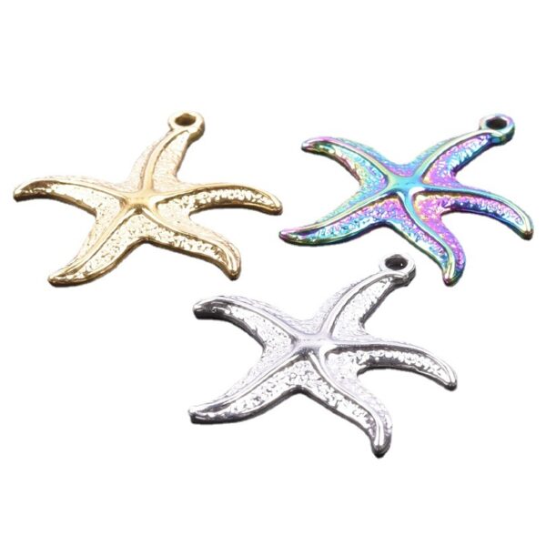 Wholesale 5pcs Steel Color Irregular Starfish Titanium Steel Colorful Pendant Accessories