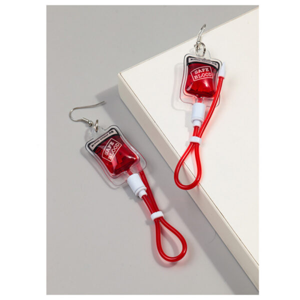 Wholesale Funny Creative Sweet and Cool Style Simulated Plasma Blood Bag Earrings