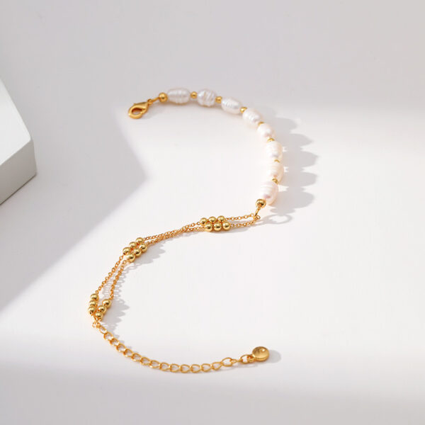 Wholesale Pearl Gold Plated Double Copper Bracelet
