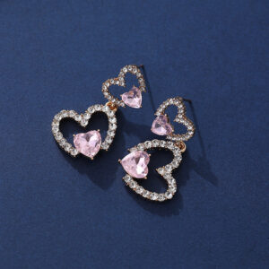 Wholesale Heart Full Diamond Alloy Earrings