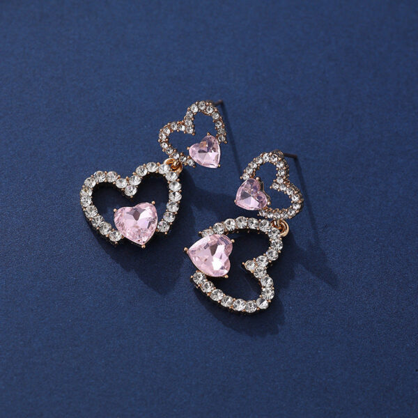 Wholesale Heart Full Diamond Alloy Earrings