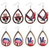 Wholesale Independence Day Flag Wood Earrings