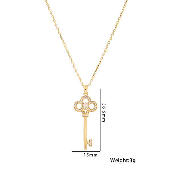 Wholesale Titanium Steel Necklace 18k Gold Heart Crown Key Pendant Clavicle Chain