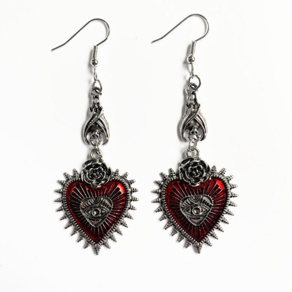 O1CN01ST7xB11s8j6GXLVrk_2215426625722-0-cib Wholesale Dark Gothic Style Wild Rose Heart Shaped Blood Eye Oil Drop Bat Earrings