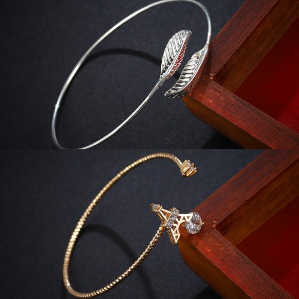 Wholesale Silver Plated Leaf Feather Copper Bracelet