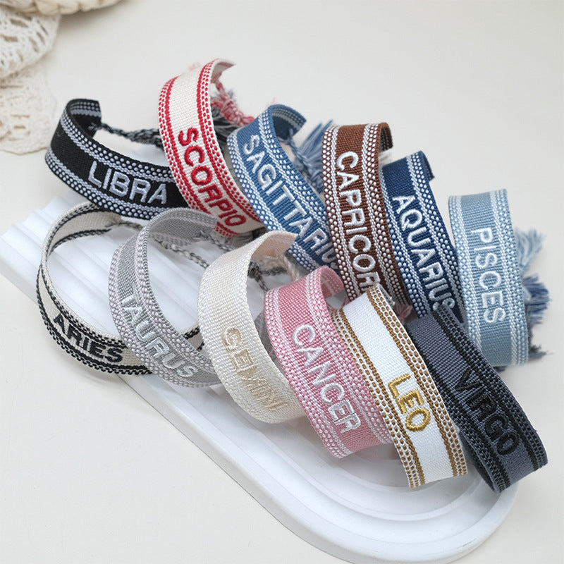 Wholesale lyester Cord Weaving Letter Tassel Bracelet