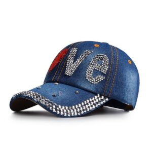 LOVE rhinestone dark blue / Adjustable