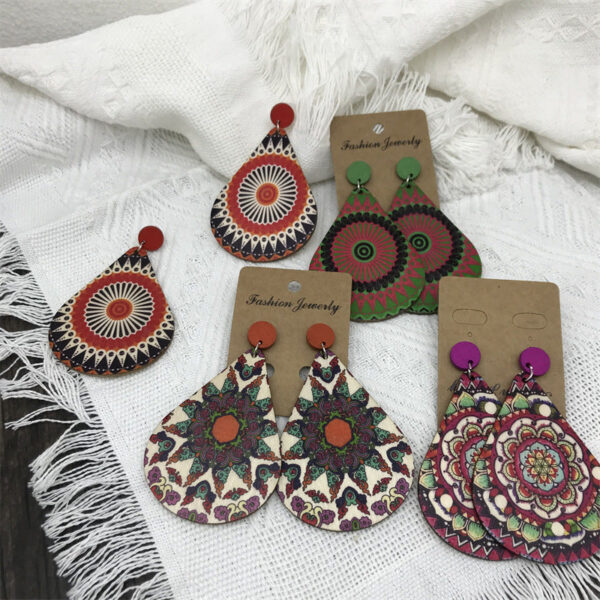 Wholesale Water Drop Italian Bohemian Wood Earrings