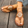 Wholesale Round Toe Clip Metal Buckle PU Herringbone Slippers