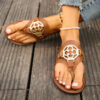 Wholesale Round Toe Clip Metal Buckle PU Herringbone Slippers