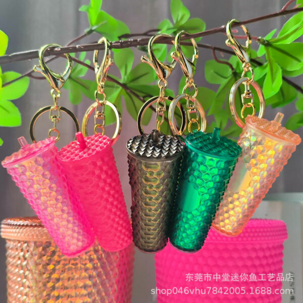 Wholesale Mini Colorful Diamond Durian Cup Keychains
