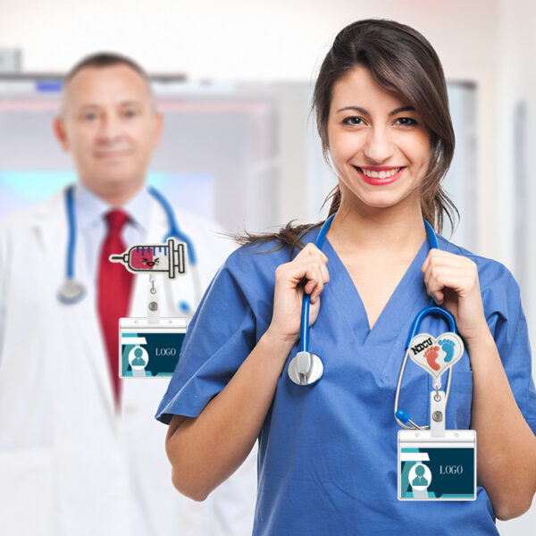 Wholesale Badge Reels ABS Embroidered Felt Cloth Nurse Doctor Retractable Keychain