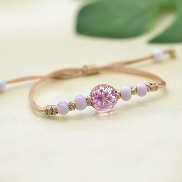 Wholesale Ceramic Glass Ball Dried Flower Plant Real Flower Woven Bracelet
