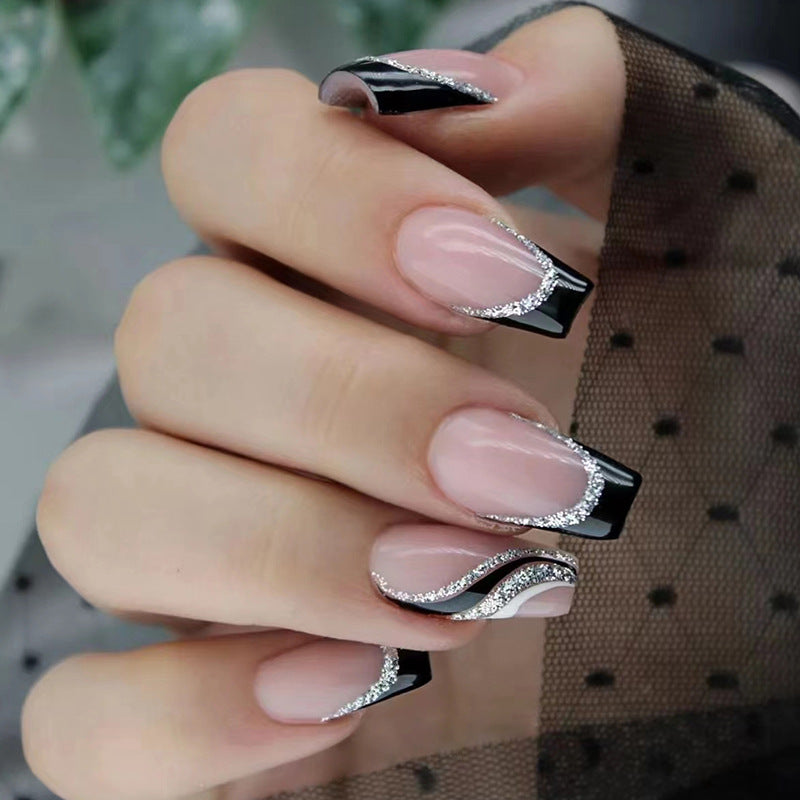 Wholesale Ballet Nail Black Glitter Resin Nail Stickers