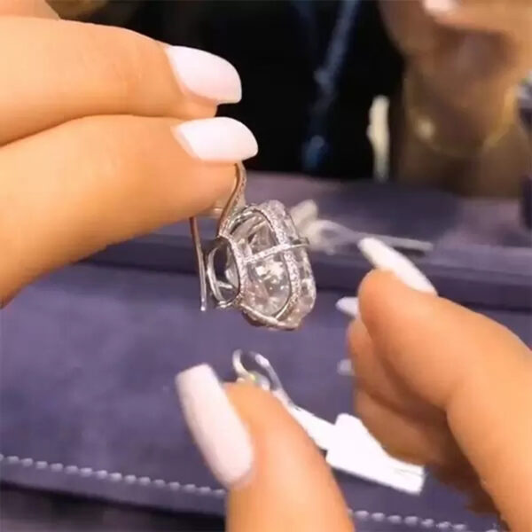 Wholesale Square Zirconia Copper Earrings