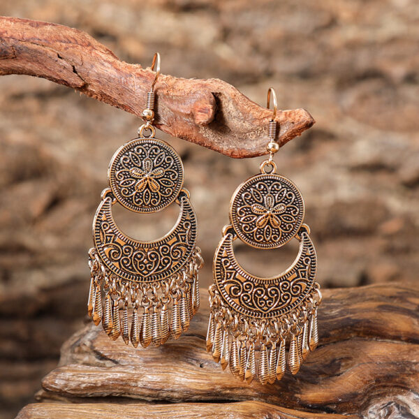 Wholesale Flower Metal Tassel Drop Earrings