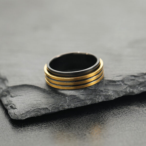 Wholesale Double Layer Gold Rotatable Men's Titanium Steel Ring