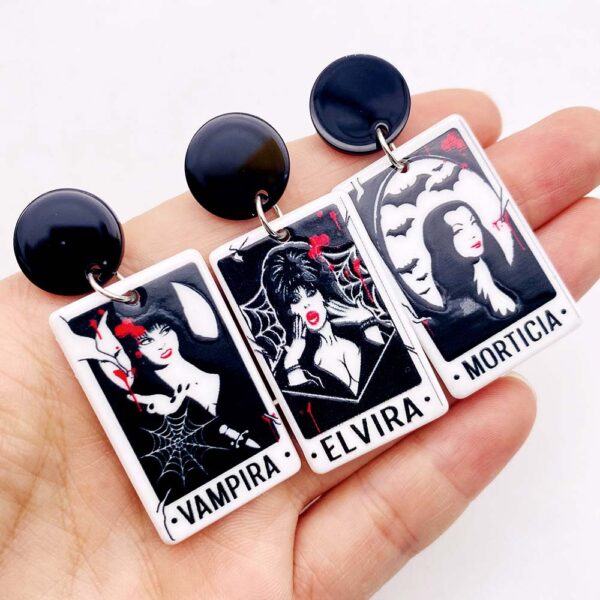 Wholesale Halloween Acrylic Character Bat Double-sided Printing Simulation Tarot Earrings