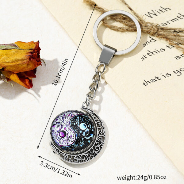 Wholesale Butterfly Yin Yang Tai Chi Rotable Metal Keychain